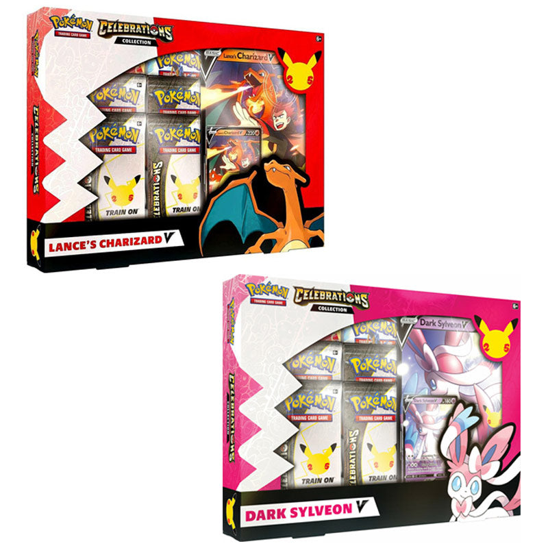 Celebrations V Collection Box Set: Lance's Charizard V & Dark Sylveon Good Luck Have Fun Games Celebrations V Collection Box Set: Lance's Charizard V & Dark Sylveon Good Luck Have Fun Games