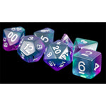 16mm Resin Polyhedral Dice Set: Blue Aurora