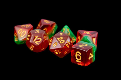16mm Resin Polyhedral Dice Set: Fruit - Watermelon